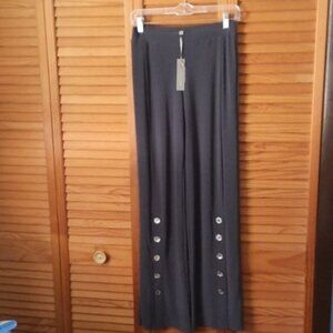 Last Tango NWT Dark Grey Elastic Waistband Front Slit Pant Legs Size Small